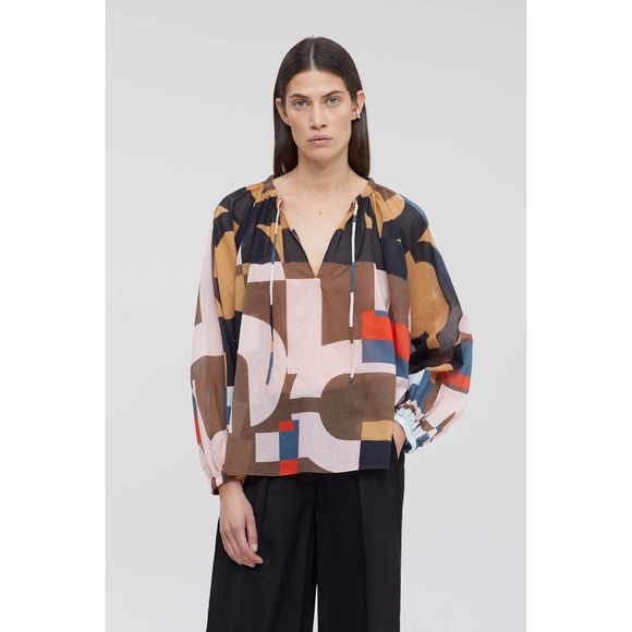 CLOSED Women's Multicolor Tunic‎ Blouse Long Sleeve V-Neck Pullover Top Size XS - Picture 8 of 8